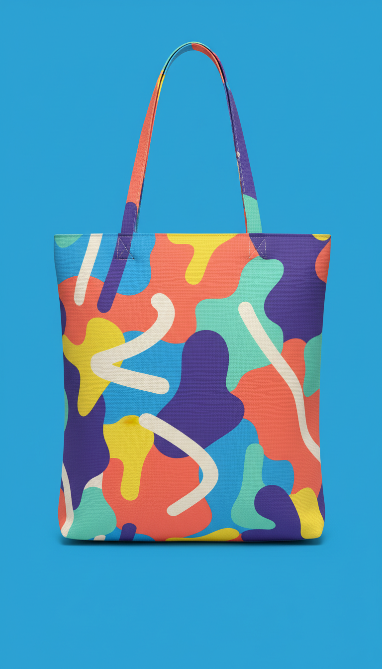 Bolsa tote de lona con estampado colorido