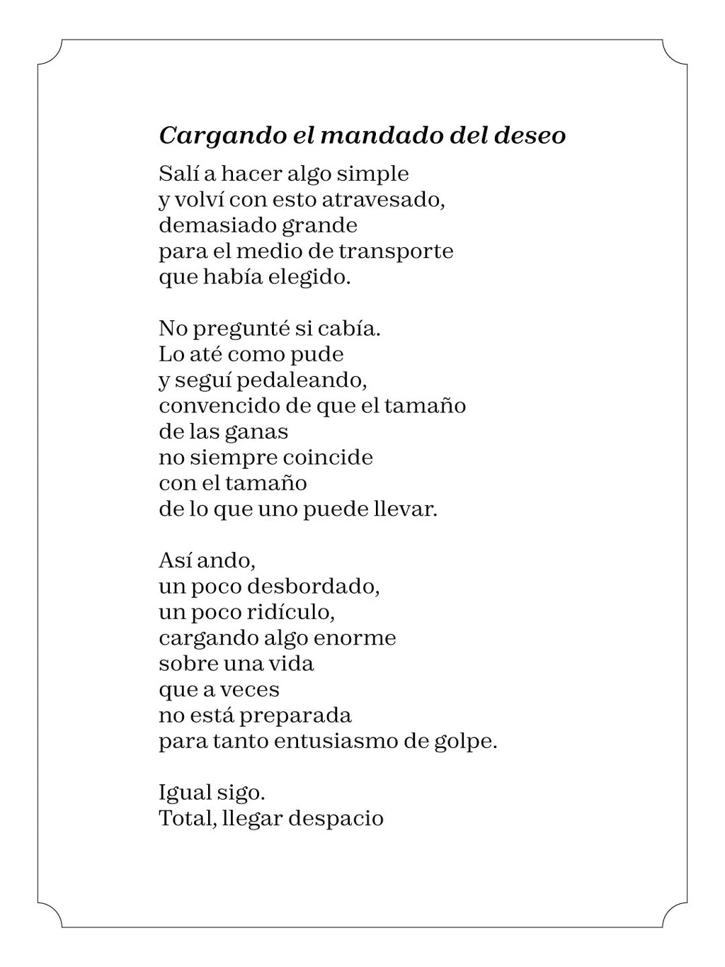 Cargando el mandado del deseo