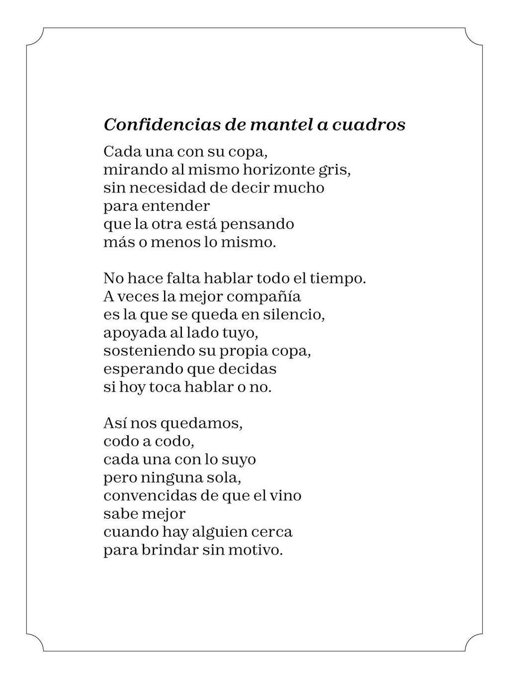 Confidencias de mantel a cuadros