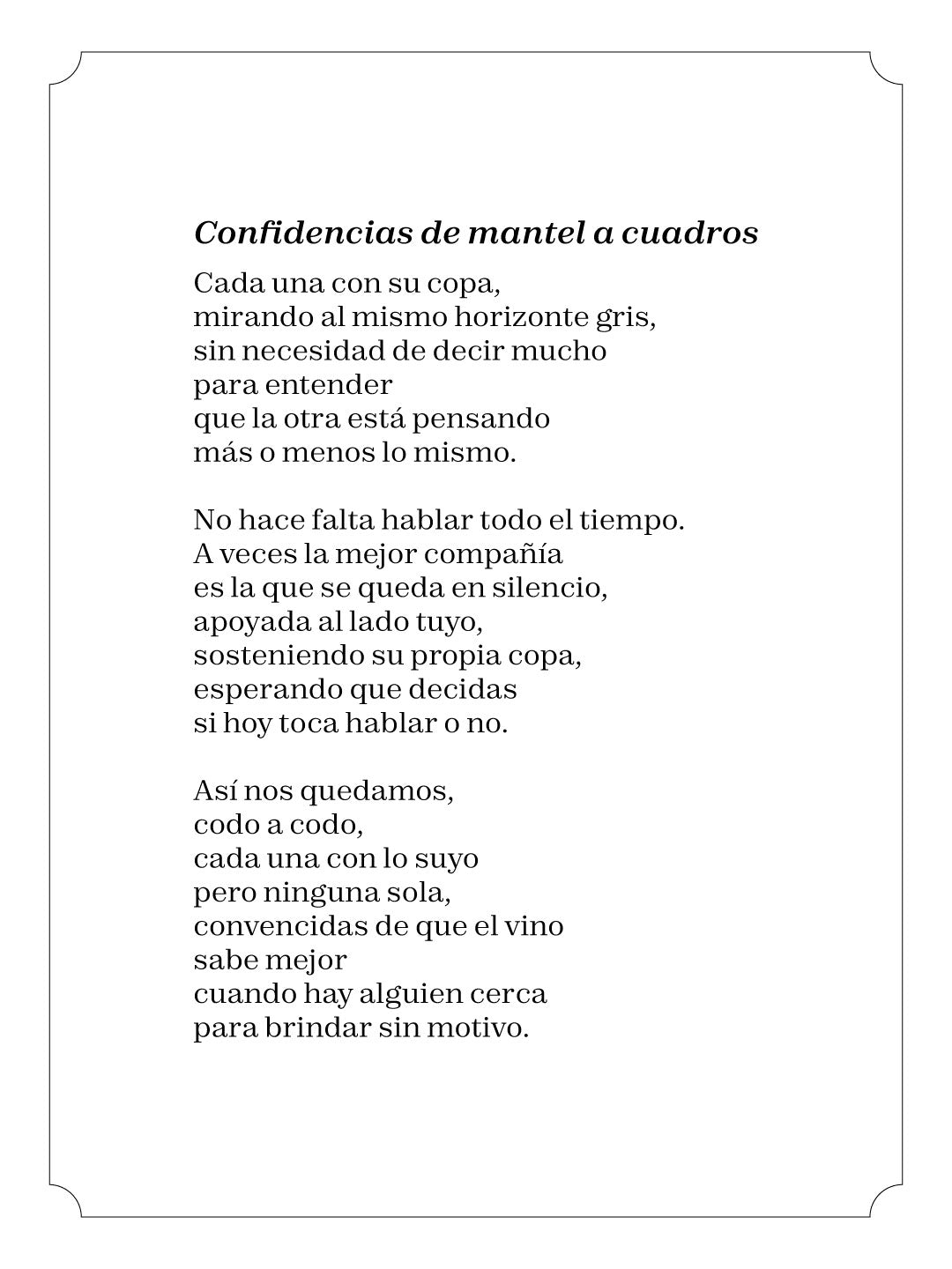 Confidencias de mantel a cuadros