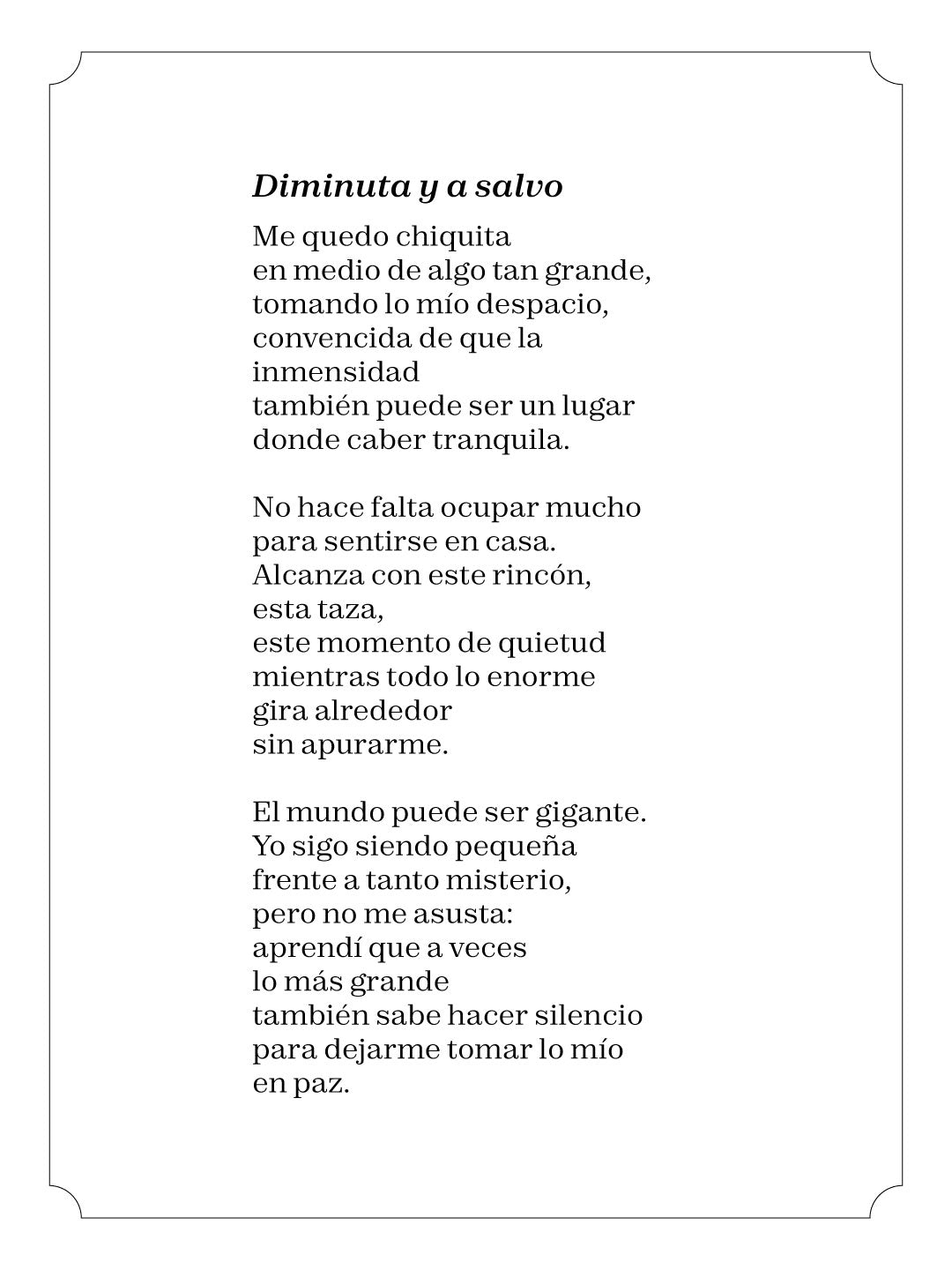 Diminuta y a salvo