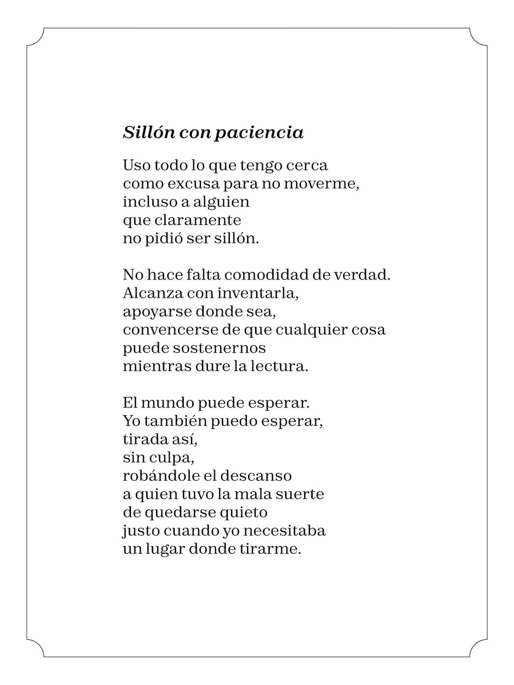 Sillón con paciencia