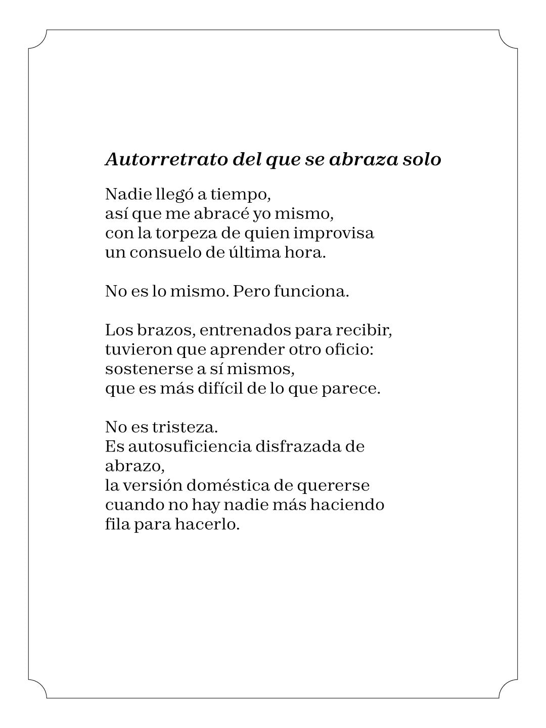 Autoretrato del que se abraza solo